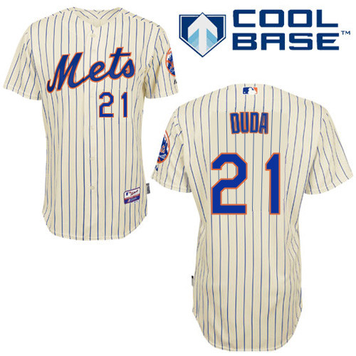 Lucas Duda #21 MLB Jersey-New York Mets Men's Authentic Home White Cool Base Baseball Jersey